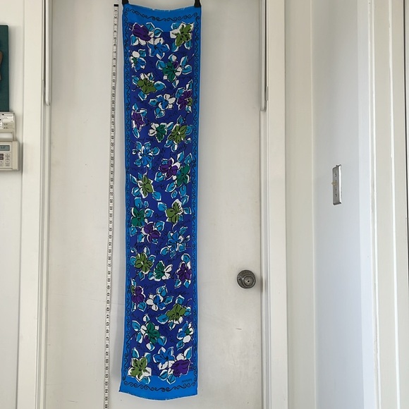 Vintage Oscar de la Renta Studio Silk French Inspired Flower Long Scarf - Picture 9 of 10